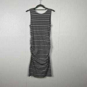 Athleta Woman’s Striped Cotton Blend Sleeveless Ruched Midi Dress Size Small